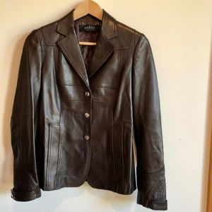 Gucci Women's Dark Brown Lambskin leather single breasted Jacket  EU 40 US 6